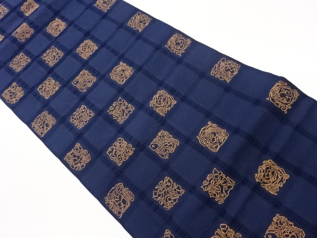 JAPANESE FUKURO OBI / WOVEN ABSTRACT CHECKERED